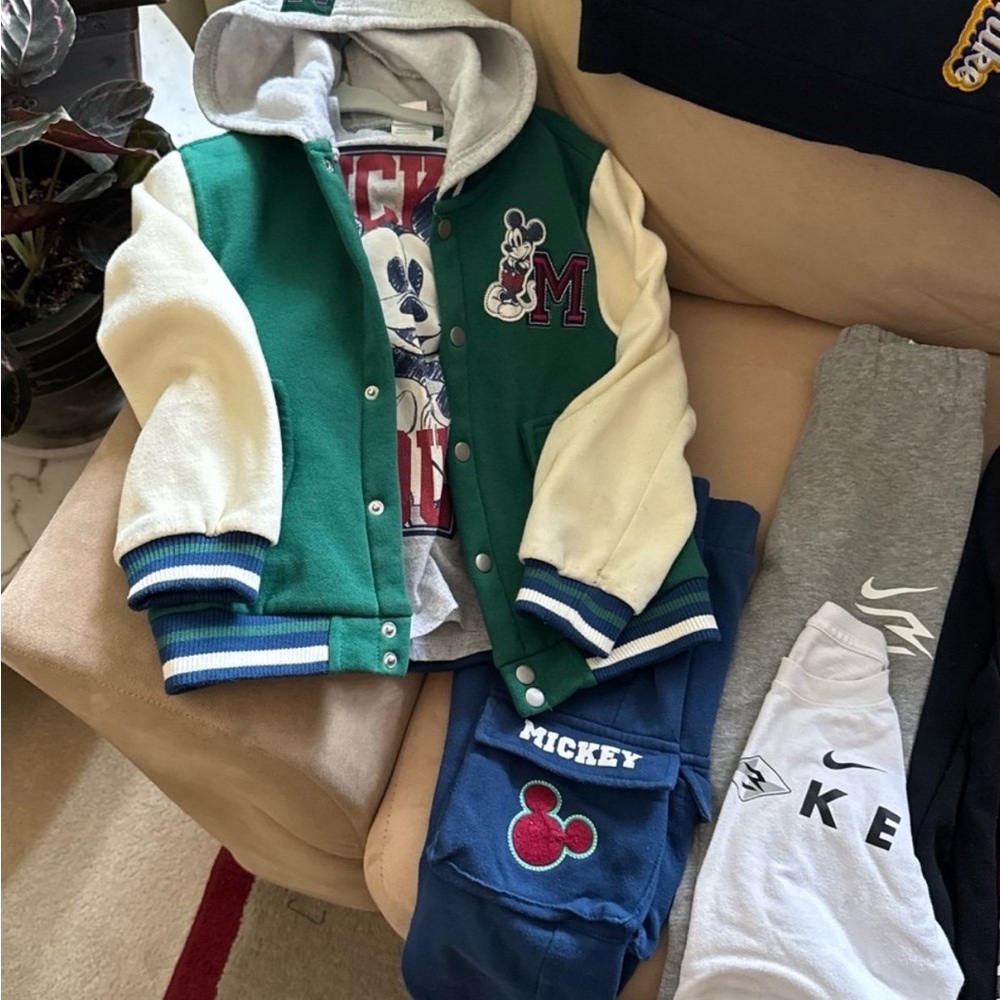 Disney Mickey Mouse Green and Cream Kids Hoodie